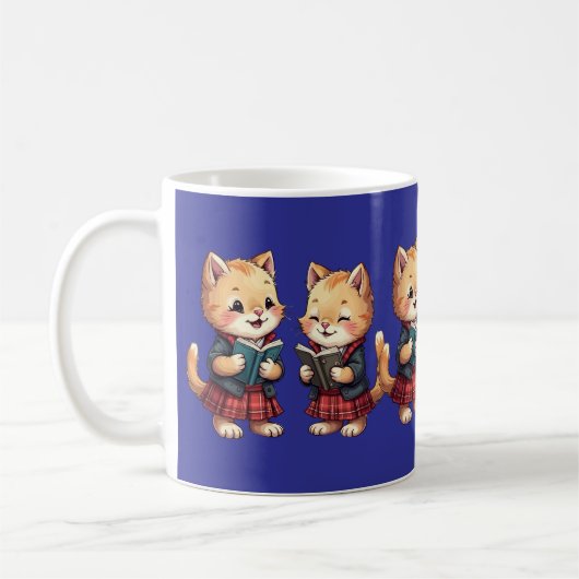 Cute Orange Kitties Reading Burns Night Poetry コーヒーマグカップ (左)