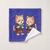 Cute Orange Kitties Reading Burns Night Poetry バスタオルセット (ウォッシュタオル)