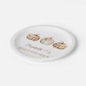 Cute Orange Little Pumpkin Baby Shower  ペーパープレート (アングル)