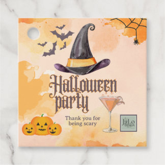 Cute Orange Office Halloween Party With Logo フェイバータグ