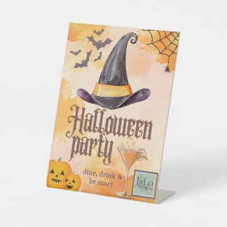 Cute Orange Office Halloween Party With Logo 台座サイン