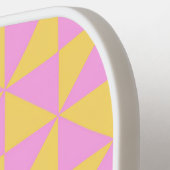 cute orange pink retro geometric design ピックルボールラケット (左詳細)