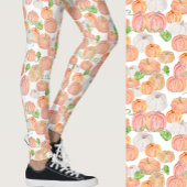 Cute orange pumpkins fall seasonal patterned レギンス