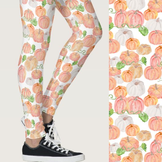 Cute orange pumpkins fall seasonal patterned レギンス