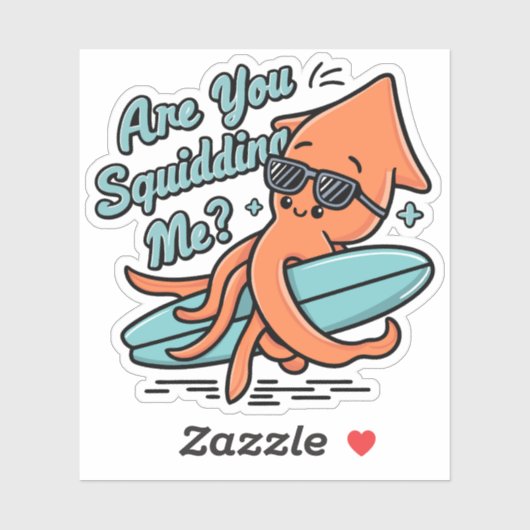 Cute Orange Squid Puns Are You Squidding Me シール (シート)
