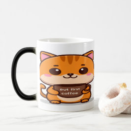 Cute Orange Tabby But First Coffee モーフィングマグカップ