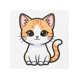 Cute Orange Tabby Cat メタルプリント