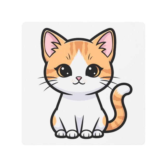 Cute Orange Tabby Cat メタルプリント (正面)