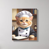Cute Orange Tabby Cat Chef Cooking Illustration  キャンバスプリント (正面)