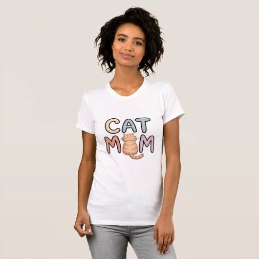 Cute Orange Tabby Cat Mom Tシャツ (正面フル)