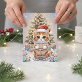 Cute Orange Tabby Kitten Personalized Christmas シーズンカード