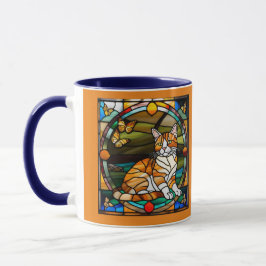 Cute Orange Tabby Stained Glass Mug マグカップ