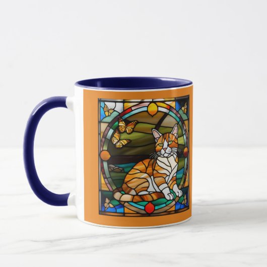 Cute Orange Tabby Stained Glass Mug マグカップ (左)