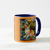 Cute Orange Tabby Stained Glass Mug マグカップ (正面右)
