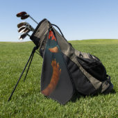 Cute Orange Tabby vs Human Foot  ゴルフタオル (グリーン)