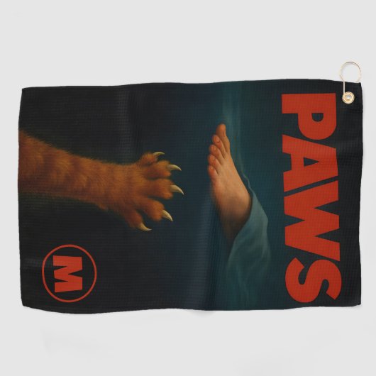 Cute Orange Tabby vs Human Foot Monogram ゴルフタオル (横)