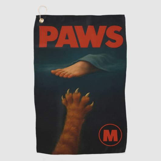 Cute Orange Tabby vs Human Foot Monogram ゴルフタオル (正面)