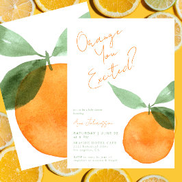 Cute Orange You Excited  Citrus Baby Shower 招待状
