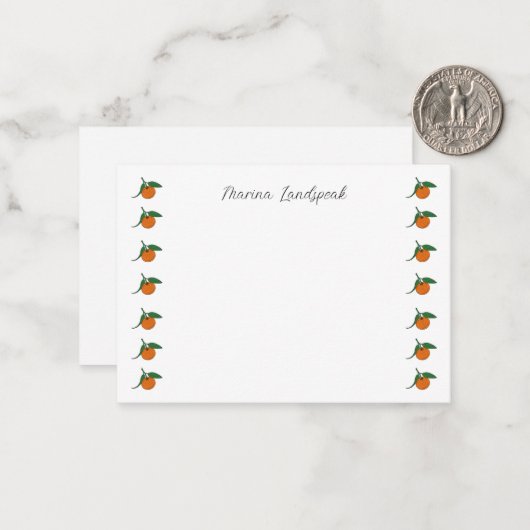 Cute Oranges & Green Leaves ノートカード (正面/裏面インサイチュ)