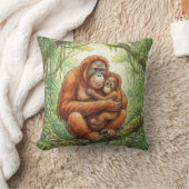 Cute Orangutan Mama And Baby Jungle Animals  クッション (ブランケット)