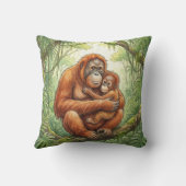Cute Orangutan Mama And Baby Jungle Animals  クッション (裏面)