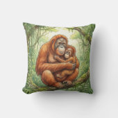 Cute Orangutan Mama And Baby Jungle Animals  クッション (正面)