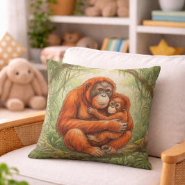 Cute Orangutan Mama And Baby Jungle Animals  クッション