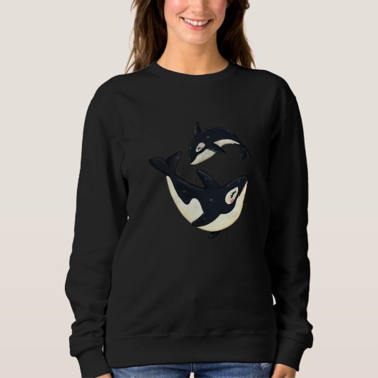 Cute Orca Sea Animal Whale Orcas Cool Men Women スウェットシャツ (正面)