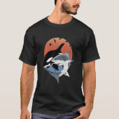 Cute Orca Whale and Shark Samoa Polynesia Long Sle Tシャツ (正面)
