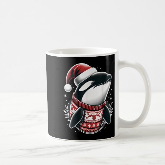 Cute Orca With Santa Hat Whale Christmas Xmas Vint コーヒーマグカップ (右)