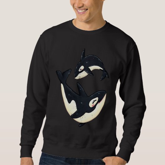 Cute Orcas Funny Sea Animal Whale Orca Men Women スウェットシャツ (正面)