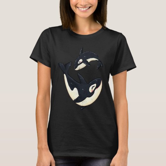 Cute Orcas Funny Sea Animal Whale Orca Men Women Tシャツ (正面)