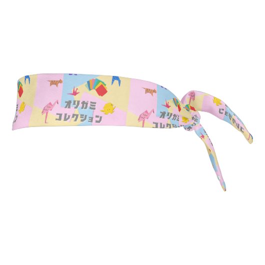 "Cute Origami Animal Pattern – Soft Pastel Japanes タイヘッドバンド (回転90)