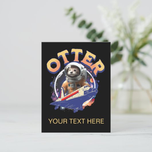 Cute Otter Astronaut Outer Space Shuttle Cadet ポストカード (スタンド正面)