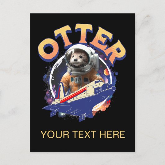 Cute Otter Astronaut Outer Space Shuttle Cadet ポストカード (正面)