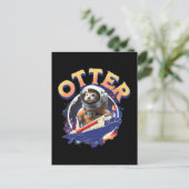 Cute Otter Astronaut Outer Space Shuttle Cadet ポストカード (スタンド正面)