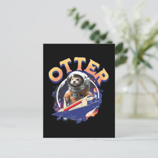 Cute Otter Astronaut Outer Space Shuttle Cadet ポストカード (スタンド正面)