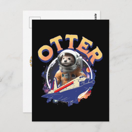 Cute Otter Astronaut Outer Space Shuttle Cadet ポストカード (正面/裏面)