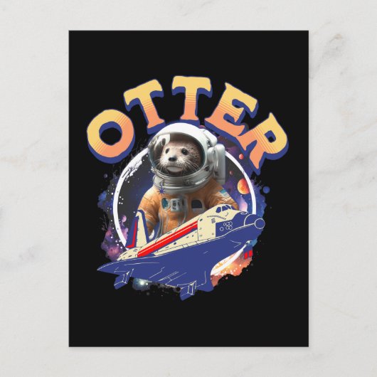 Cute Otter Astronaut Outer Space Shuttle Cadet ポストカード (正面)
