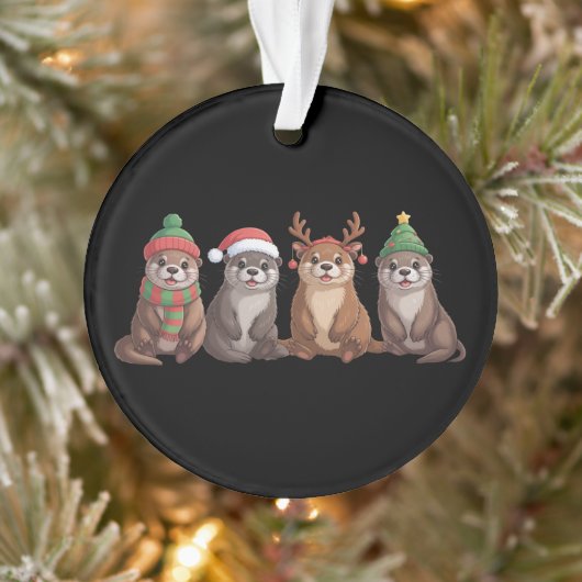 Cute Otter Christmas Funny Xmas Lights Animal  オーナメント (ツリー)