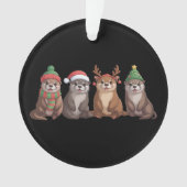 Cute Otter Christmas Funny Xmas Lights Animal  オーナメント (正面)