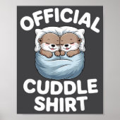 Cute Otter Couple Cozy Cuddle ポスター (正面)