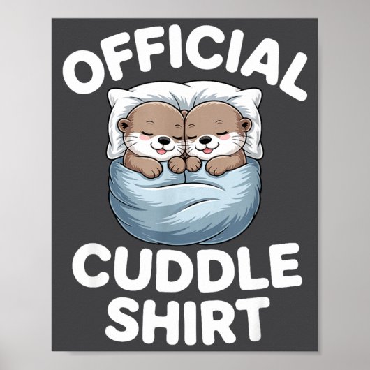 Cute Otter Couple Cozy Cuddle  ポスター (正面)