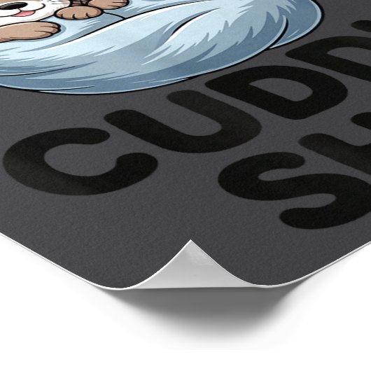 Cute Otter Couple Cozy Cuddle ポスター (角)