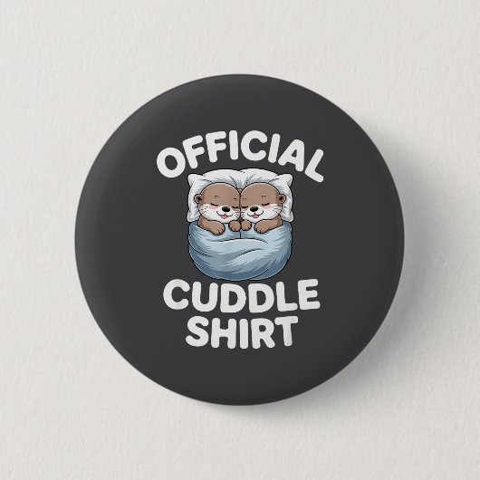 Cute Otter Couple Cozy Cuddle  缶バッジ (正面)