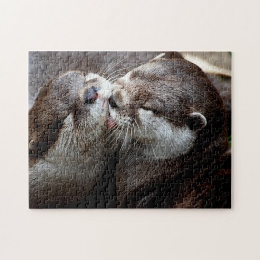 Cute Otter Couple, Jigsaw Puzzle ジグソーパズル (横)