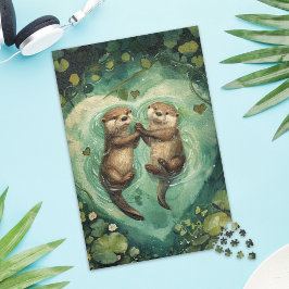 Cute Otter Couple Love Jigsaw Puzzle ジグソーパズル