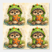 Cute Otter Dino Costume Pattern Wallpaper 壁紙 (正面)