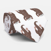 Cute otter diving cartoon illustration ネクタイ (ロール)