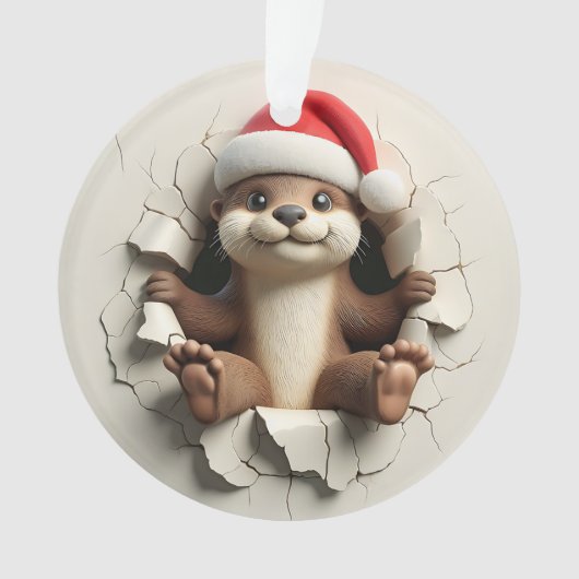 Cute Otter Double-Sided Holiday Ornament オーナメント (正面)